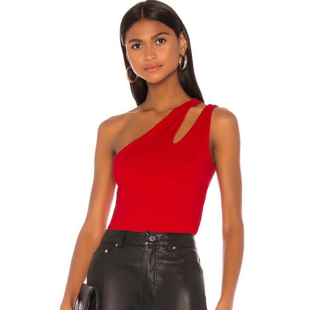 Susana Monaco One Shoulder Top Womens‎ Small Cherry Red Festive Cocktail Luxury